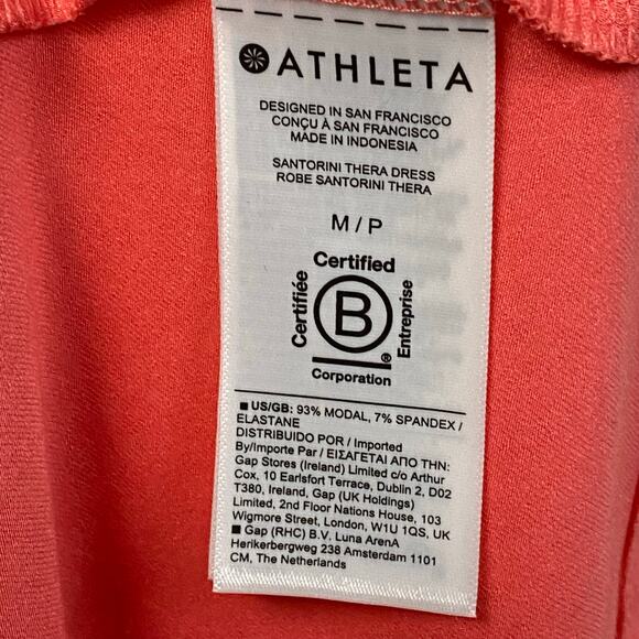 Athleta Santorini Thera Coral Petal Pink Dress Size Medium Petite - Picture 7 of 9